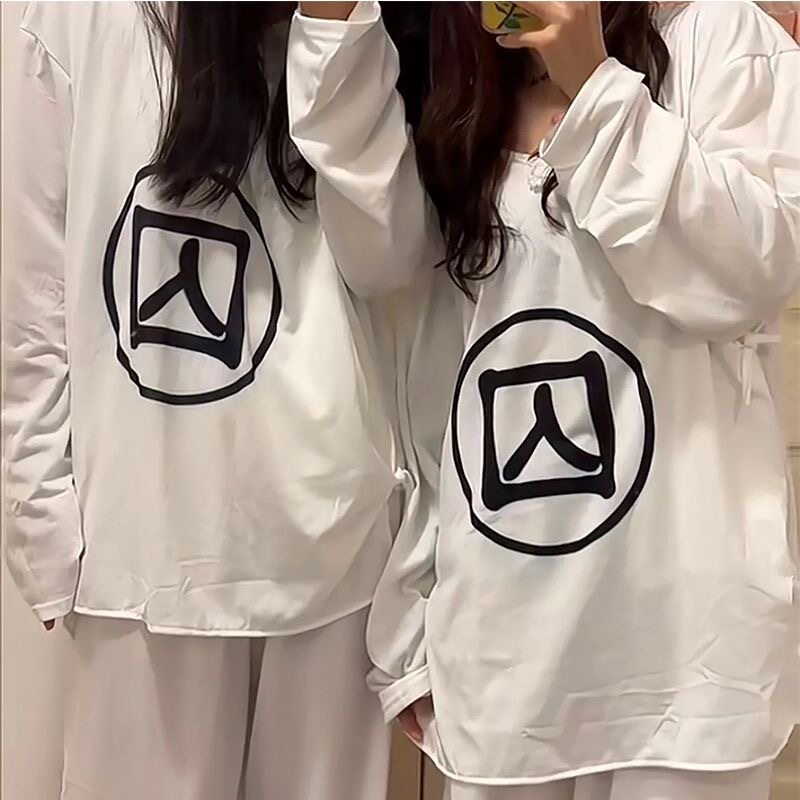 囚字睡衣女长袖薄款囚服两件套纯狱风家居服男情侣闺蜜装搞怪秋装