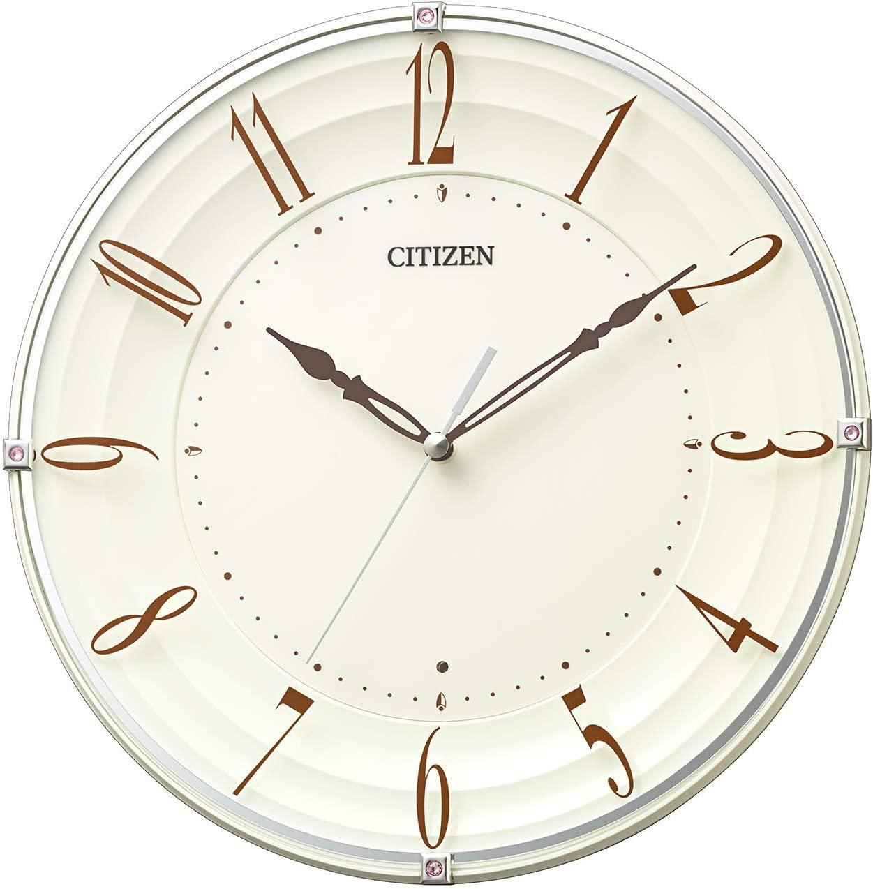 日本量贩 citizen西铁城28cm电波自动对时轻奢客厅挂钟8my556-006