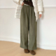 CRISP日系穿搭灯芯绒加绒加厚坑条阔腿裤 新款 女宽松裤 子2025冬季
