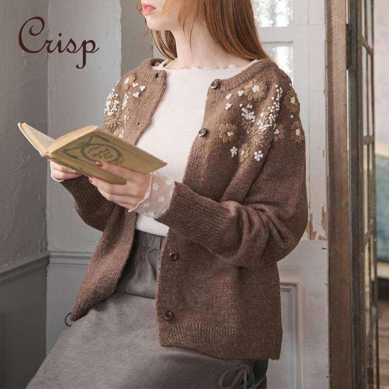 CRISP日系穿搭立体刺绣针织开衫