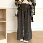 加厚休闲裤 长裤 子女2025冬季 CRISP日系穿搭碎花宽松阔腿裤 新款