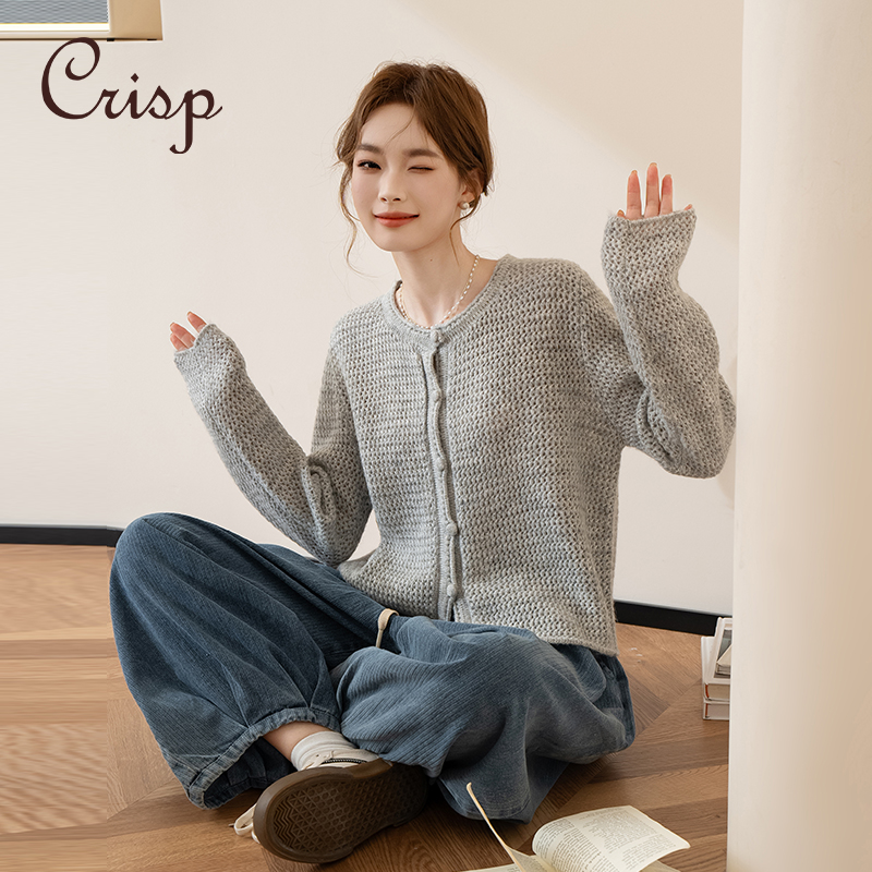 CRISP日系穿搭羊毛针织开衫