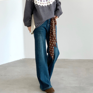 型超好看 版 裤 子2025冬季 CRISP日系穿搭加绒牛仔裤 新款 直筒裤