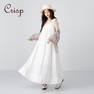 CRISP日系穿搭蕾丝方领连衣裙