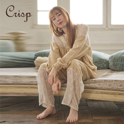 CRISP网纱拼接小衫/阔腿裤套装