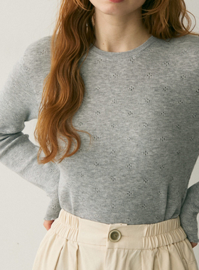 CRISP日系穿搭小花镂空刺绣打底衫女薄款针织衫内搭2025冬季新款