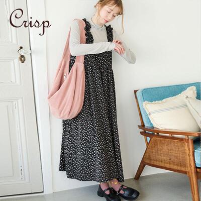 CRISP日系穿搭碎花背带裙