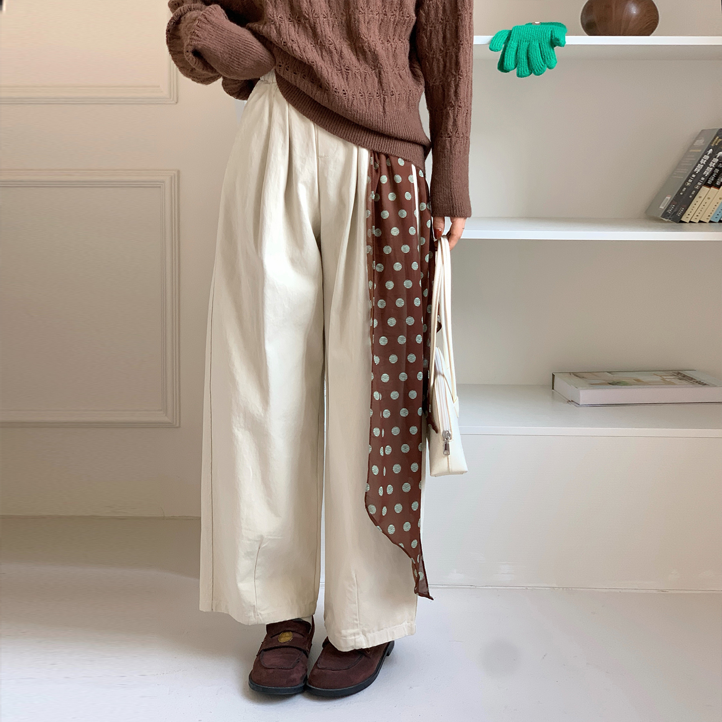 CRISP日系穿搭纯棉直筒九分阔腿裤女小个子休闲裤2025秋季新款