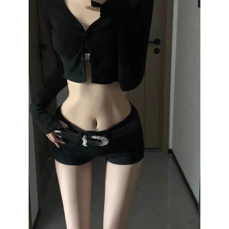 美式辣妹高腰紧身直筒牛