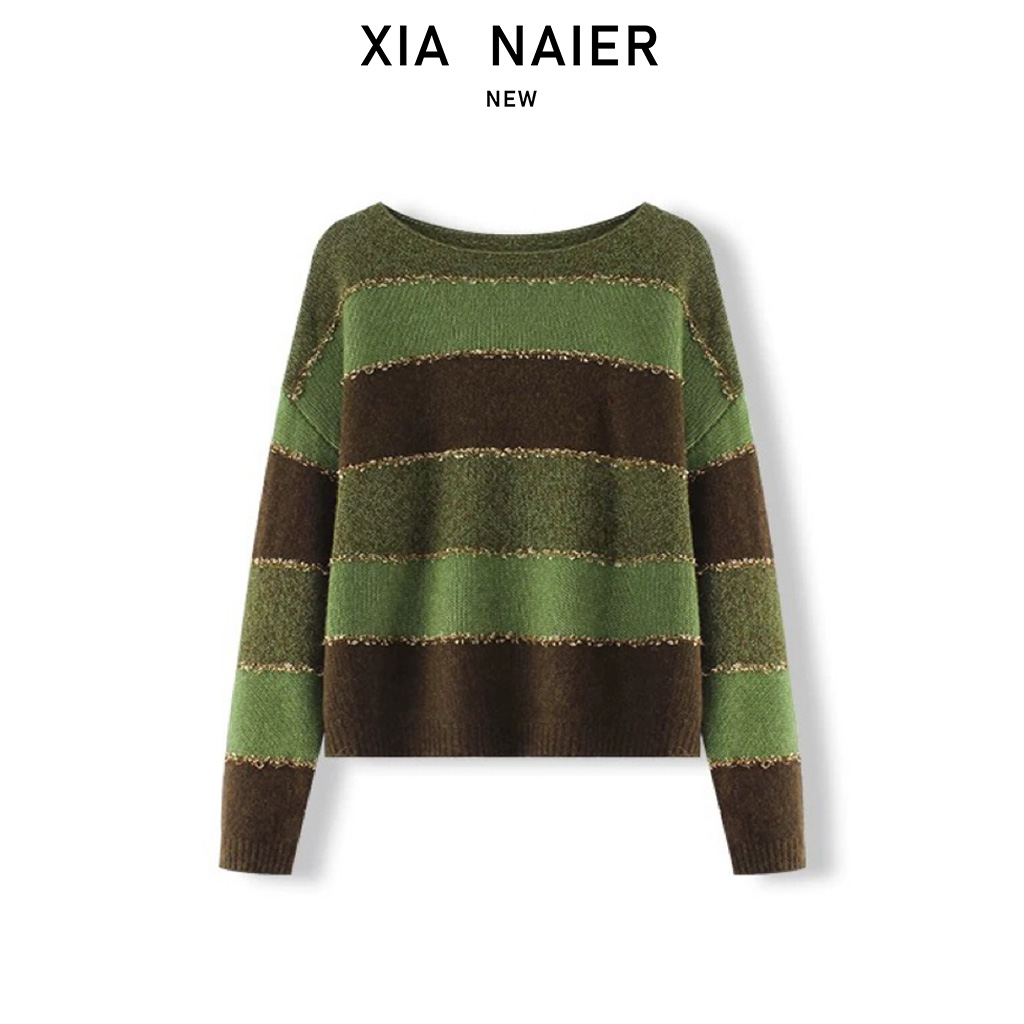 【山羊绒+绵羊毛+天丝】25秋新款圆领拼色条纹针织衫 BL-250895