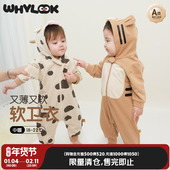 WHYLOOK 婴儿连体衣春秋季 宝宝衣服连帽卫衣连体保暖外出造型爬服