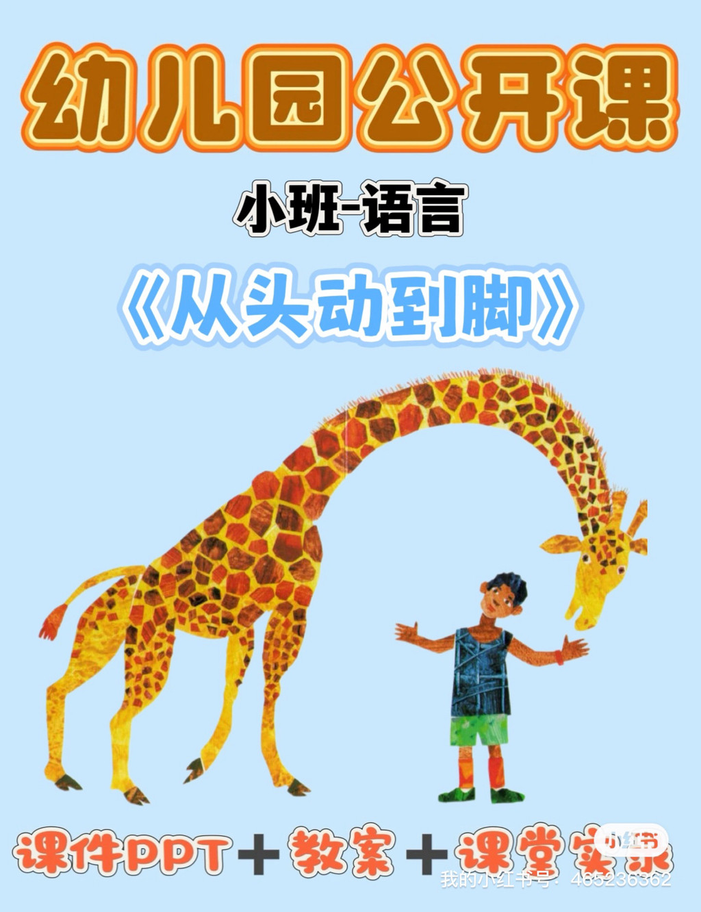 幼儿园公开课小班语言《从头动到脚》配套课件