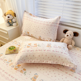 全棉女生可爱粉色少女心小清新小碎花枕套一对装 枕头套48cmx74cm