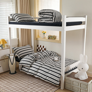 全棉条纹子母床上下床135床笠四件套1米5被套一米二床笠三件套