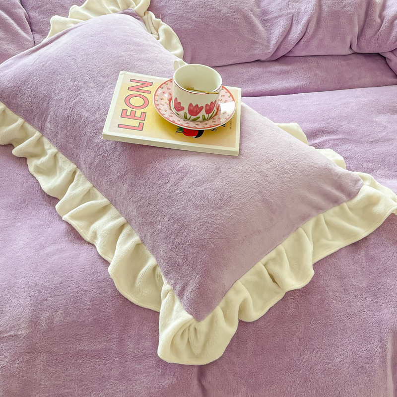 牛奶绒少女心花边紫色48cmx74cm