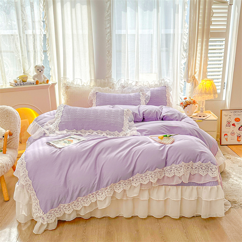 全棉法式浪漫床品四件套床盖款