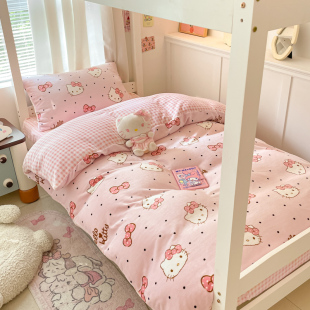 秋冬天牛奶绒135米床儿童床1米35床笠三件套女童床上四件套公主风