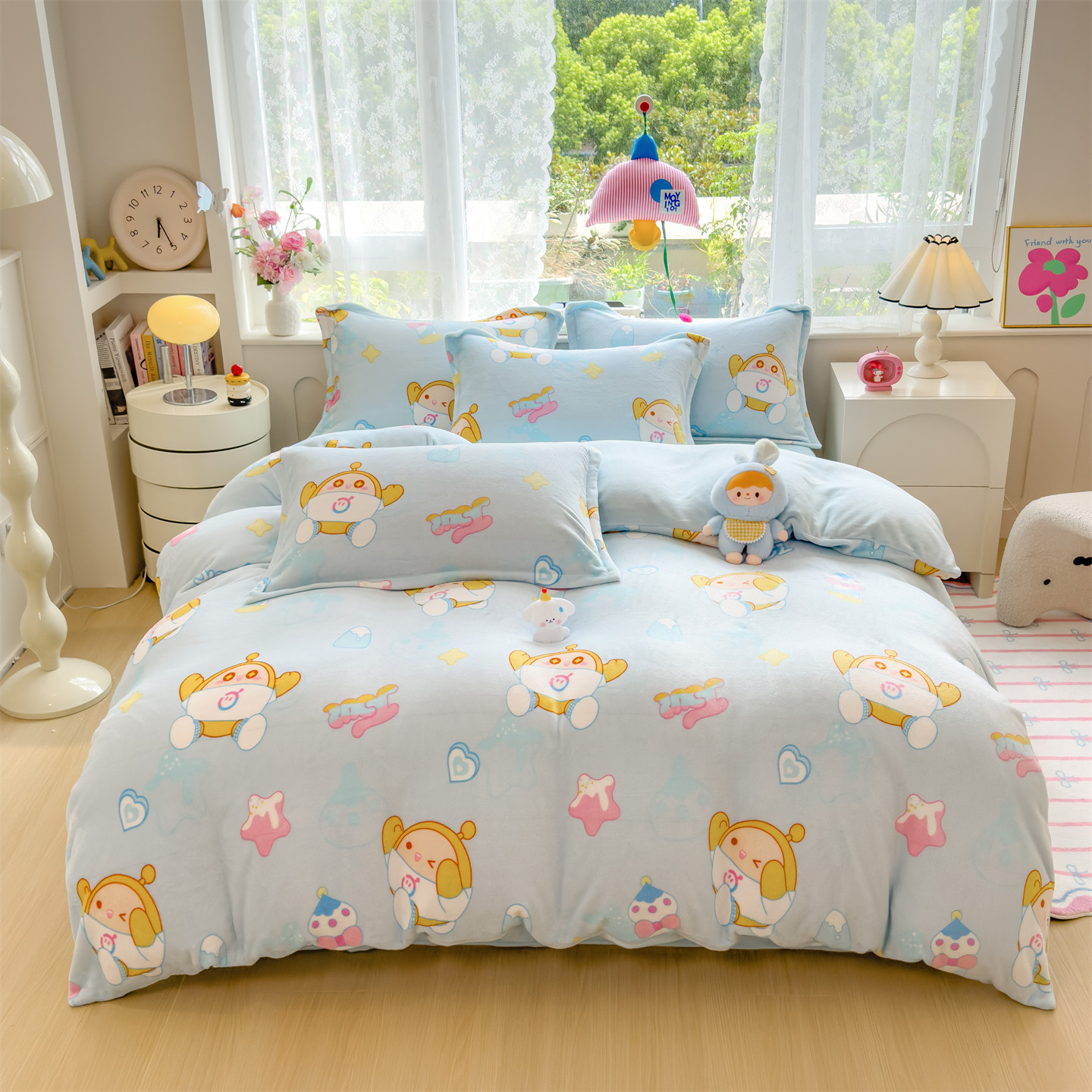 牛奶绒女童床上女孩子四件套男生