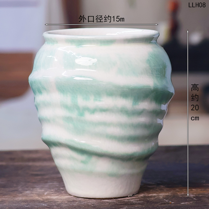 简约欧式清新大号陶瓷花盆家用海螺装饰ins风老桩客厅阳台