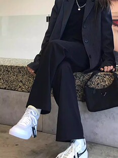 休闲西装裤女胖mm梨型身材穿搭高腰适合胯大腿粗大码遮胯显瘦裤子
