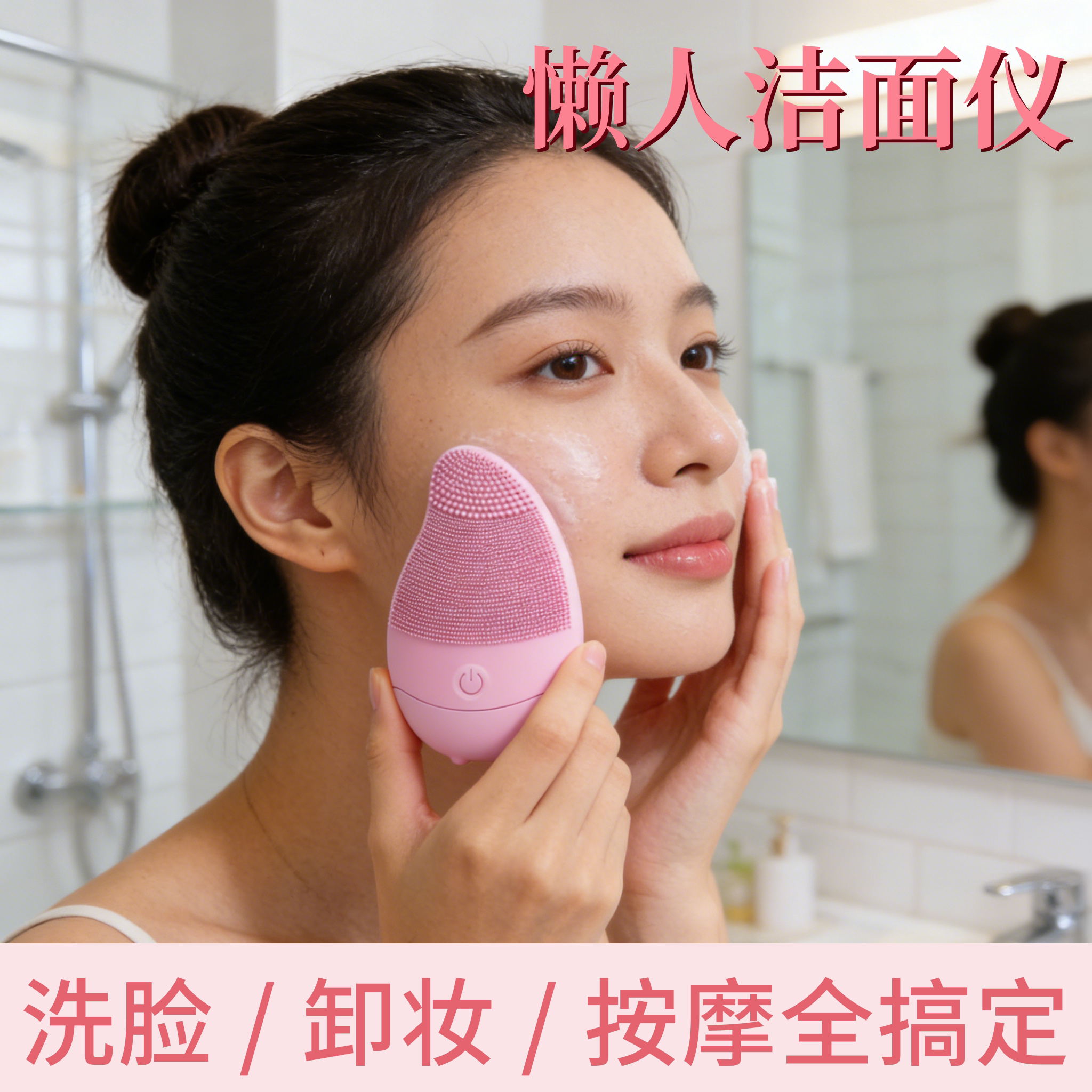 居家清洁硅胶洁面仪 超声波震动按摩洗脸仪毛孔清洁神器