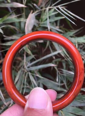 天然南红玛瑙手镯冰红飘花柿子红54MM美人镯仙女风御姐范情侣送礼