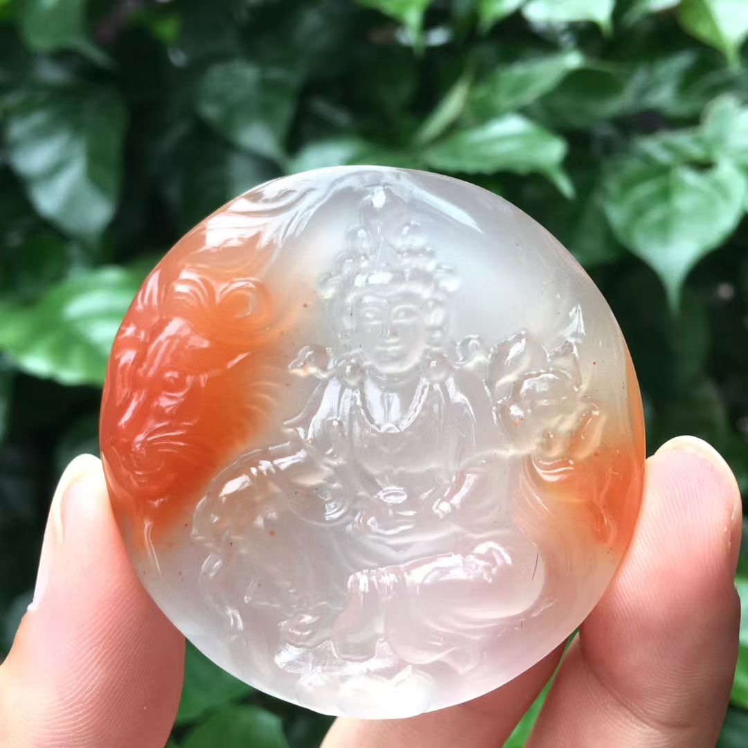 天然九口南红玛瑙吊坠渡母菩萨男