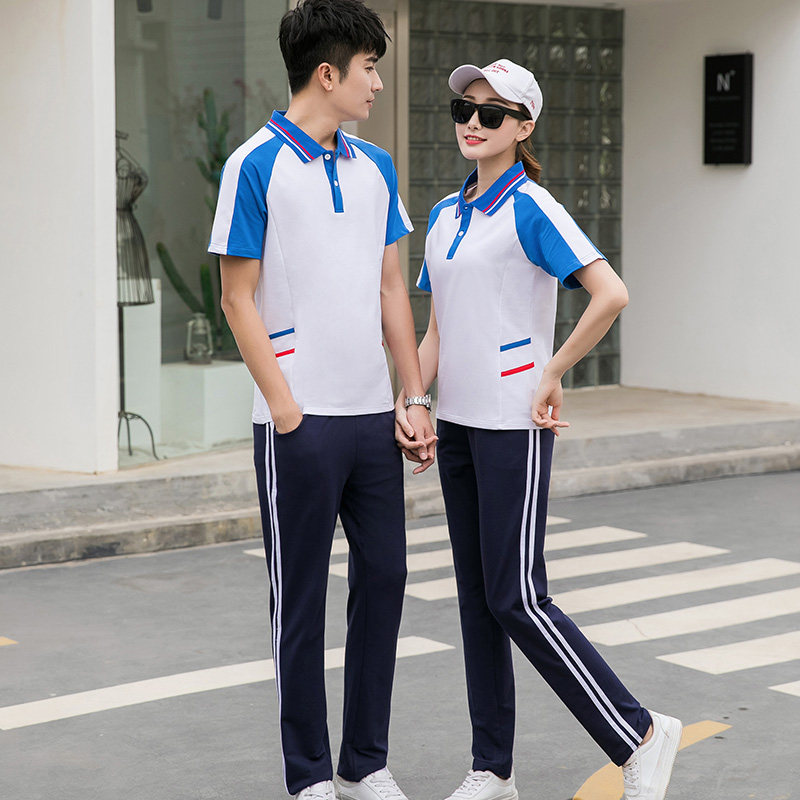 中学生夏季校服短袖套装初高中大学生班服男女半袖T恤运动服定制