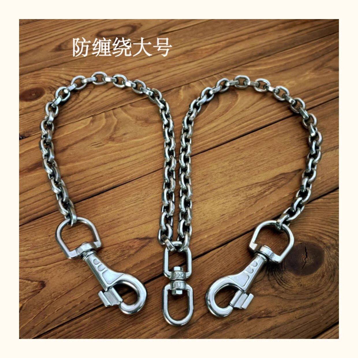 一拖二牵引绳304不锈钢双头遛狗绳牵狗链子中小大型猛犬防咬拴狗