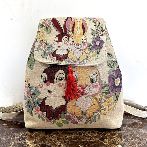 新款云南民族风包包沙发布双肩包女旅游休闲金丝绣花织布背包