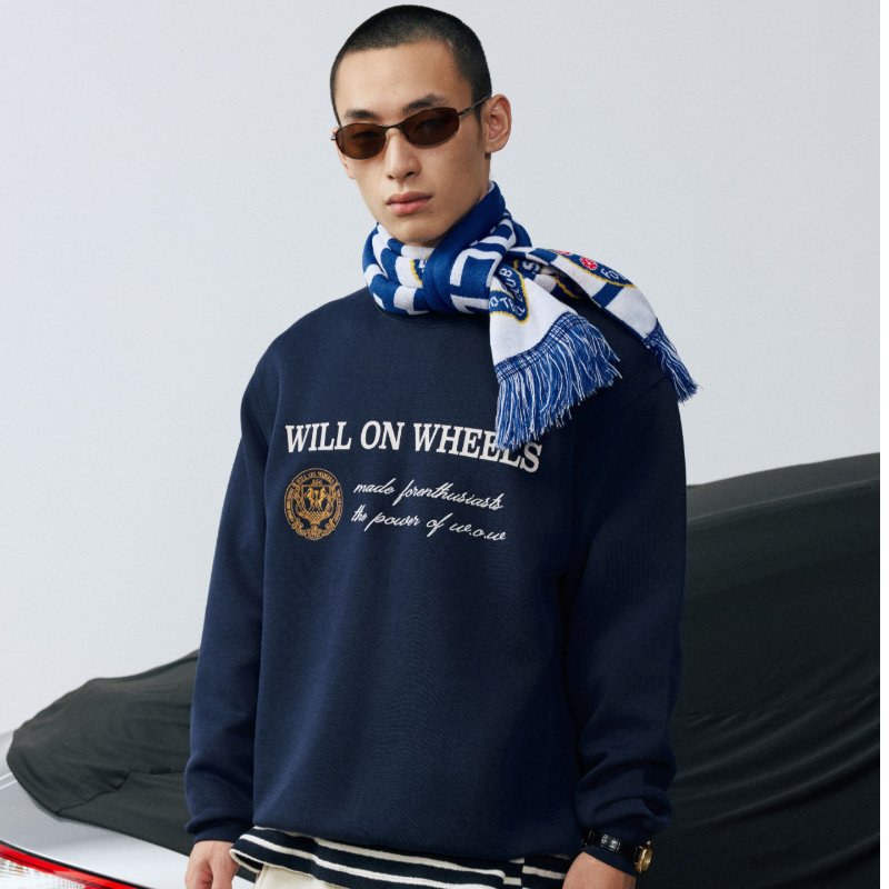 意志驱动高级感重磅卫衣保时捷性能学院潮牌立体刺绣圆领卫衣男