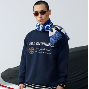 意志驱动高级感重磅卫衣保时捷性能学院潮牌立体刺绣圆领卫衣男