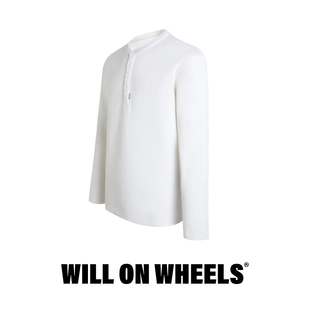 套头衫 WOW秋冬款 T恤纯色简约打底衫 亨利领长袖 潮牌男 经典