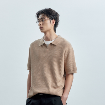 WILL ON WHEELS新款石墨烯海鸥领短袖针织衫潮牌宽松高级感