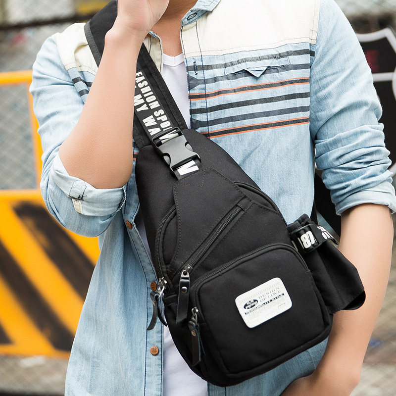 胸包男士潮牌休闲帆布斜挎包包2020新款青年小背包学生运动单肩包
