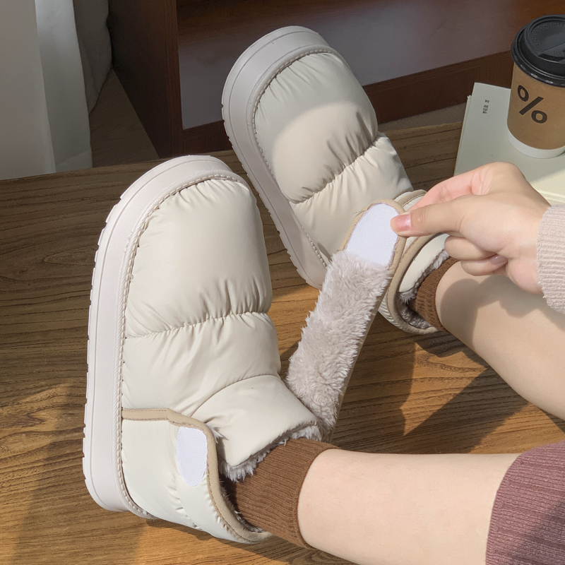 可调节魔术贴棉拖鞋女秋冬季居家