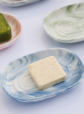 陶瓷大理石纹肥皂盒沥水置物架家用浴室高档卫生间香皂碟盒毛巾碟