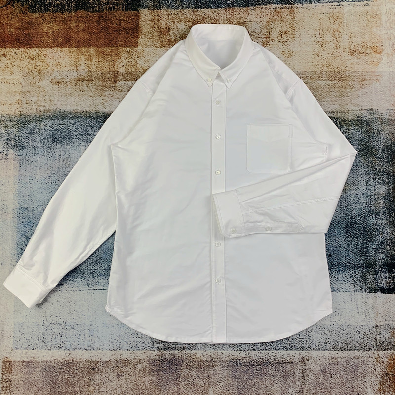 729 牛津纺纯棉长袖水滴拼接衬衫 长绒棉纯色衬衣 非visvim