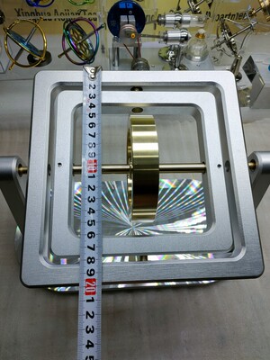 方框三轴金属机械陀螺仪大学生物理实验器材角动量定轴性演示教具