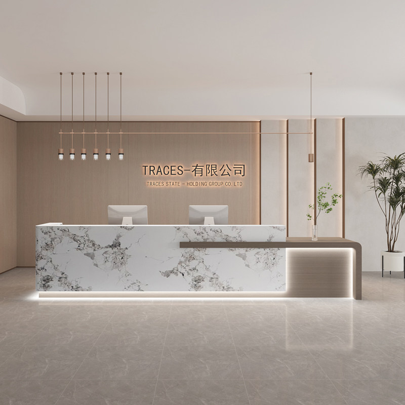 简约公司前台接待台美容院酒店吧台收银台培训机构柜台大堂迎宾台