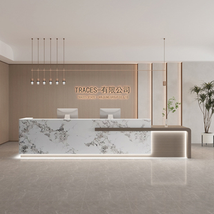 简约公司前台接待台美容院酒店吧台收银台培训机构柜台大堂迎宾台