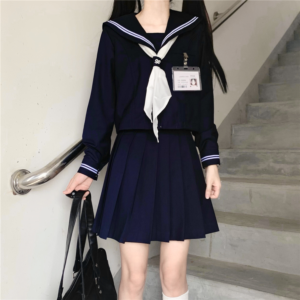 东临社原创正统jk制服基础款绀色二本三本学院风中间服水手服套装