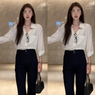 【外企通勤】椰子白长袖抗皱衬衫女基础百搭体制内职业装衬衣春夏