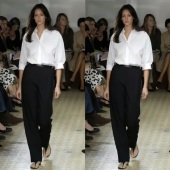 穿出高级感 白色长袖 通勤女套装 款 春 长裤 式 黑色西装 用简约 衬衫