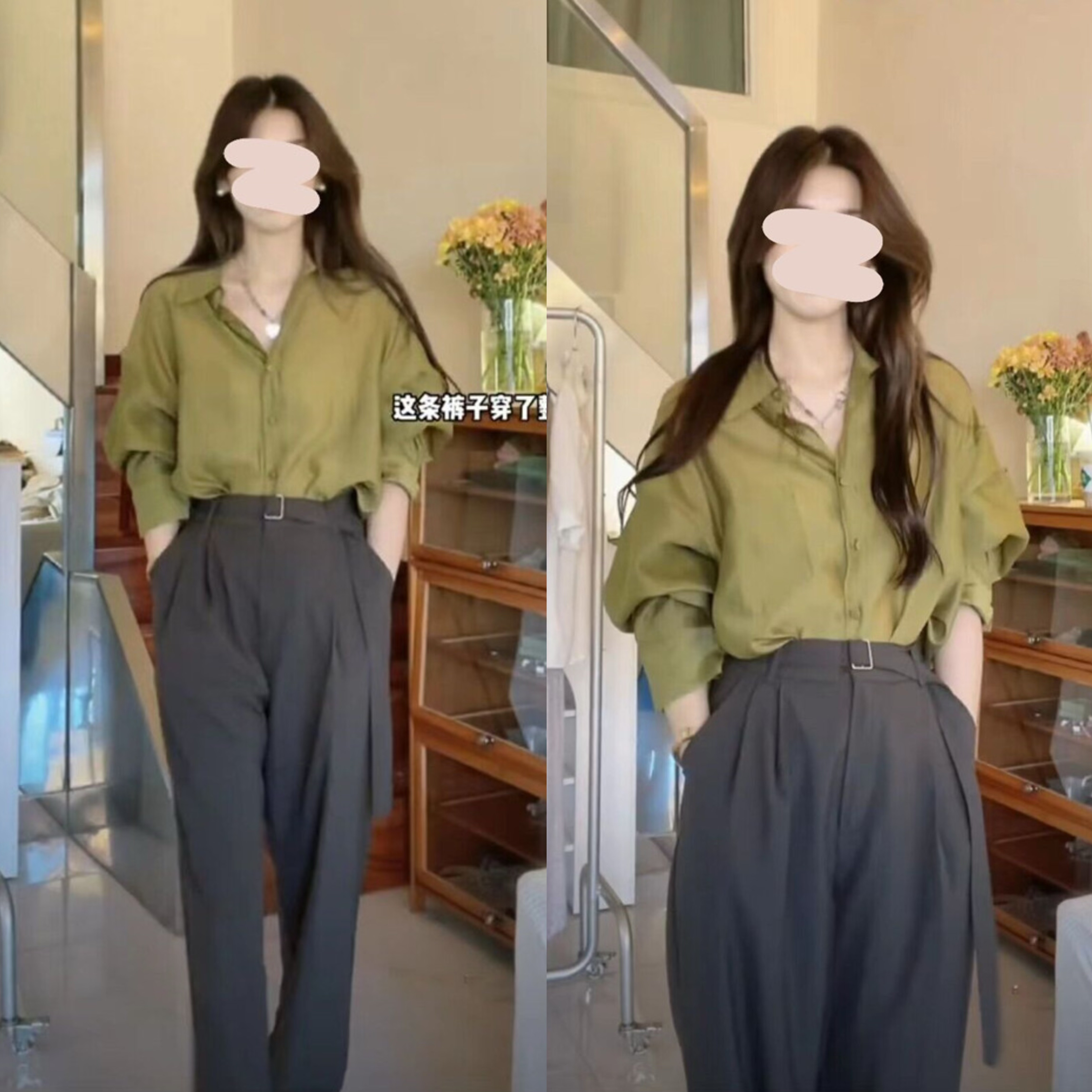 无比衬白皙小众束草绿时尚女套装