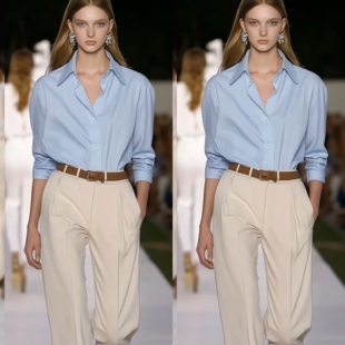 浅春系干净气质穿搭 宽松休闲衬衫 老钱松弛感通勤穿搭 广岛蓝长袖