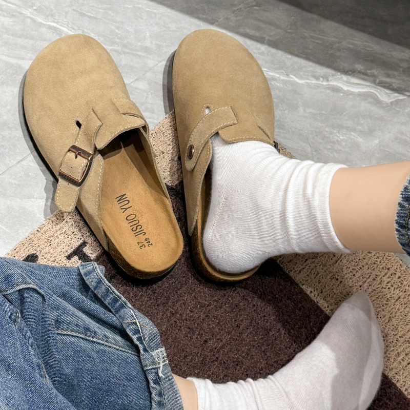 9年老店 2024年新款厚底勃肯鞋半拖女春复古一脚蹬包头拖鞋内博肯