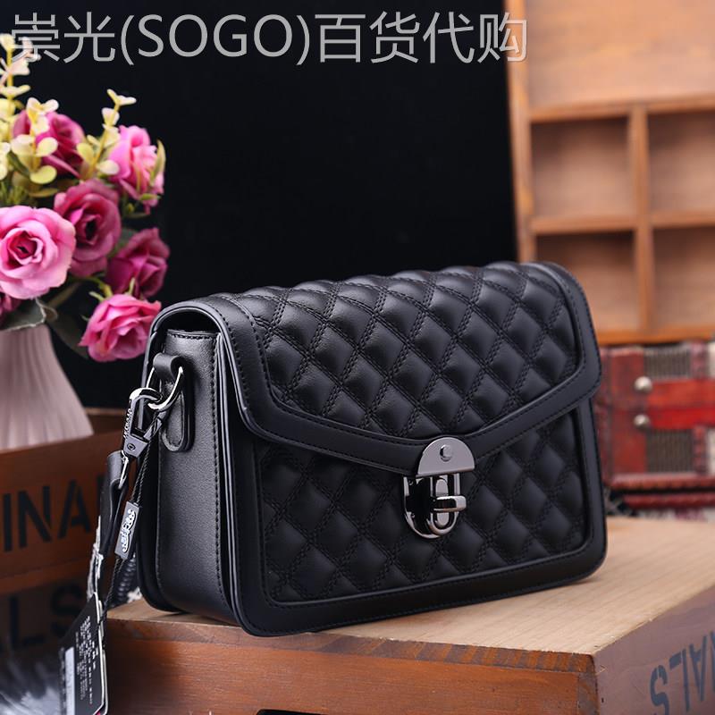 香港小方包女新款正品女包时尚简约款菱格真皮宽肩带单肩斜挎小包