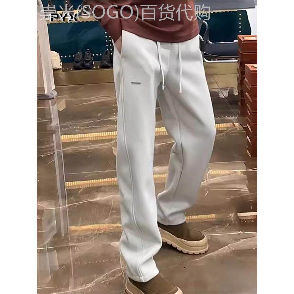 男士裤子春秋冬季2025新款加绒男裤休闲裤宽松直筒阔腿卫裤男款潮