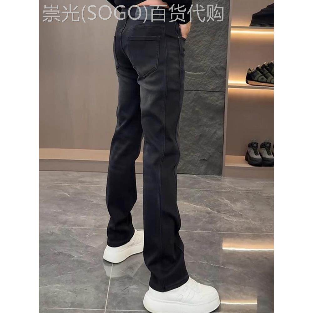 高端水洗黑色休闲牛仔裤秋新款男士欧货气质百搭微阔腿直筒长裤